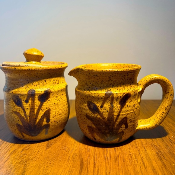Gibson pottery made in England, vintage retro sugar and creamer set handmade - Picture 1 of 11